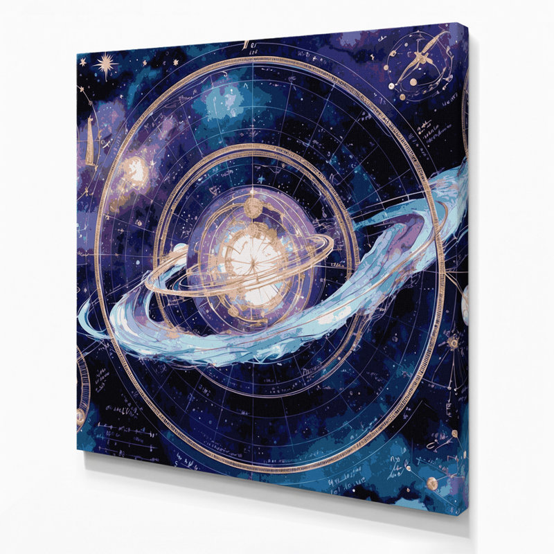 Art mural sur toile, sphères célestes, H 32 po x l 32 po