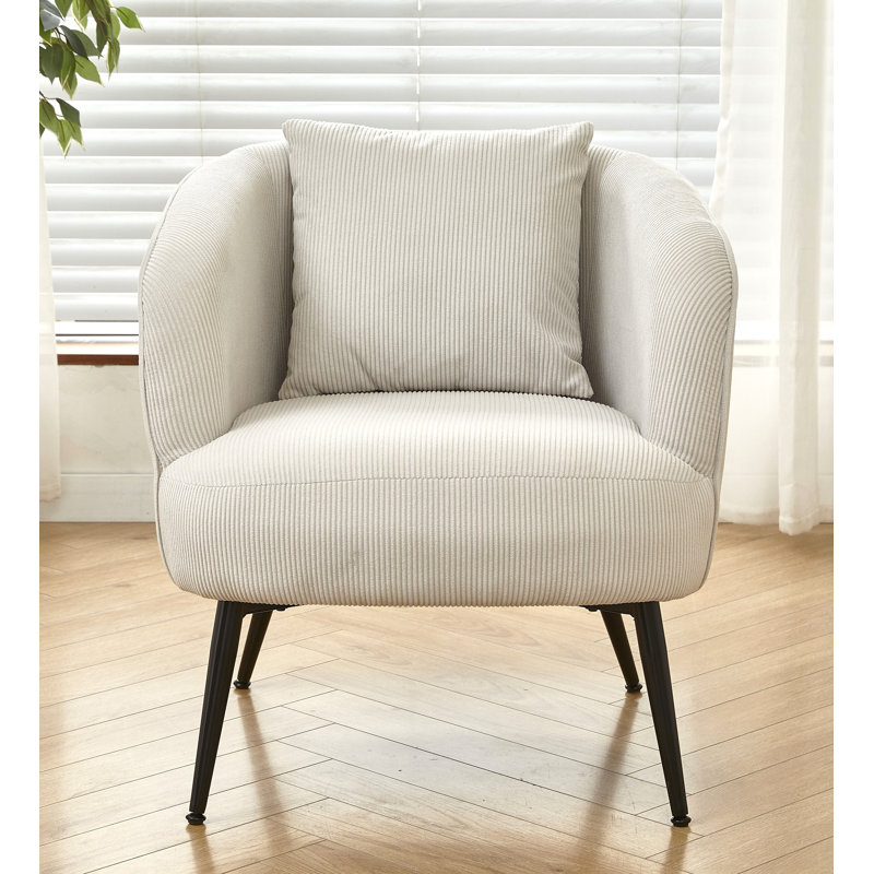 Fauteuil moderne en velours côtelé, Velours côtelé blanc
