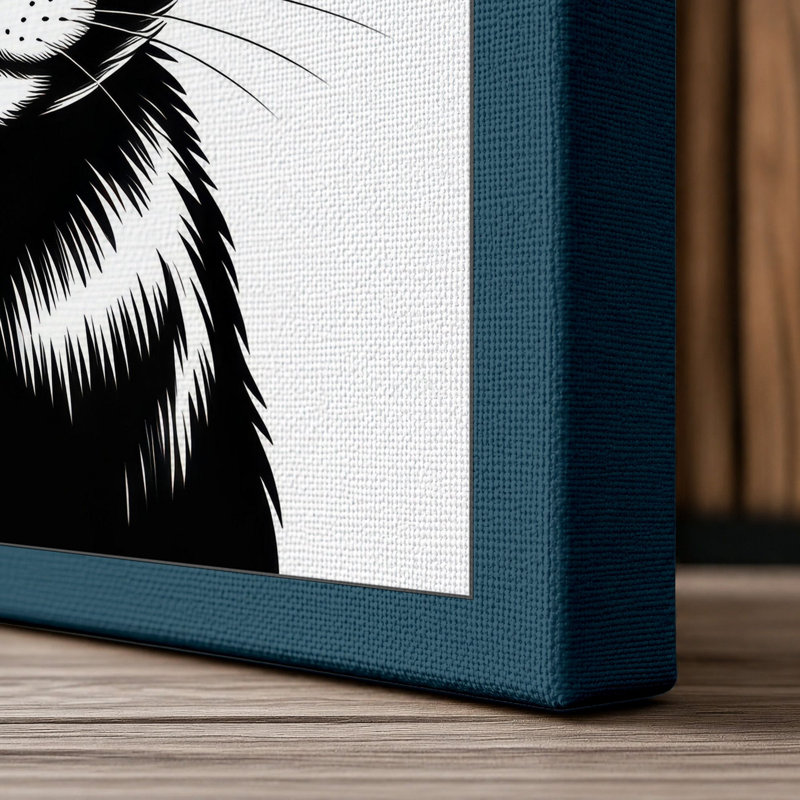 Kiss Me Cat Modern - Wrapped Canvas, 18x12 - 45.7 x 30.5 cm, Teal Border