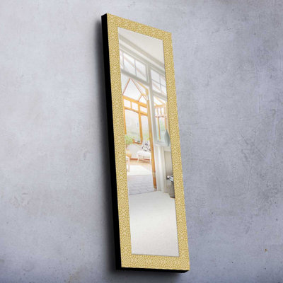 Elegant Decorative Mirror with 100% Pine Wood Frame, 15.7 x 47.2 inches | Real Glass Mirror (Thickness: 0.2 inches) | Stylish Fabric Painting | Ideal for Living Room, Bedroom & Entryway Decor