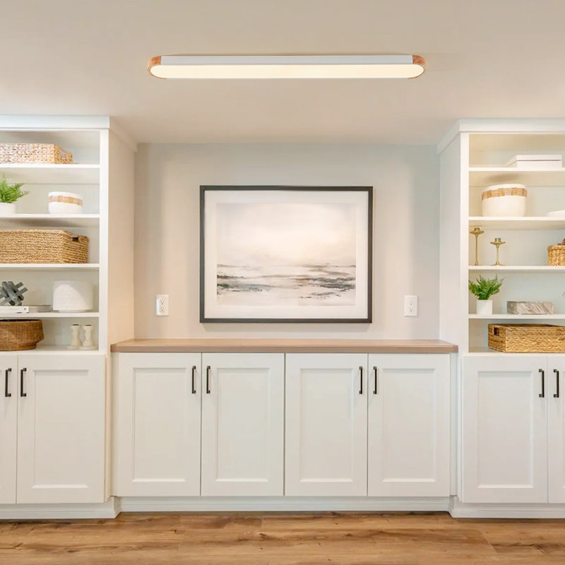 Warrin Nouria 1 - Light 48'' Extra Long Simple Rectangle Led Flush Mount, White/Natural, 3000K