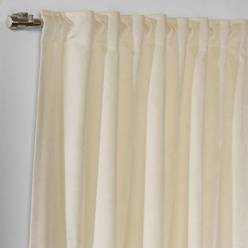 Panneau de rideau simple en duvet synthétique en lin et velours, Marron foncé, L 52 po x L 84 po