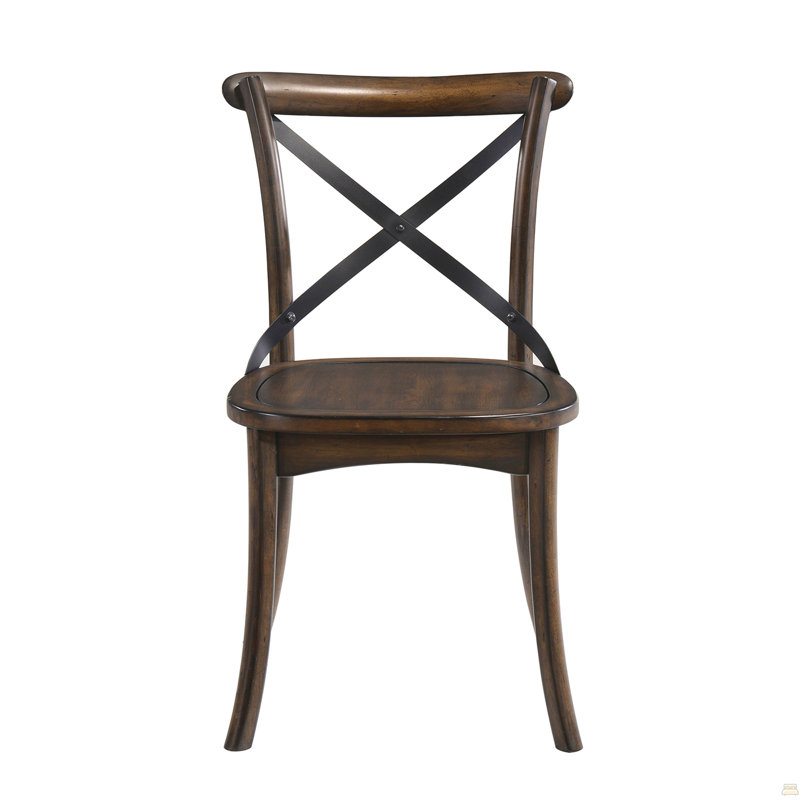 Chaise d'appoint en chêne foncé et noir avec dossier en forme de X (ensemble de 2)