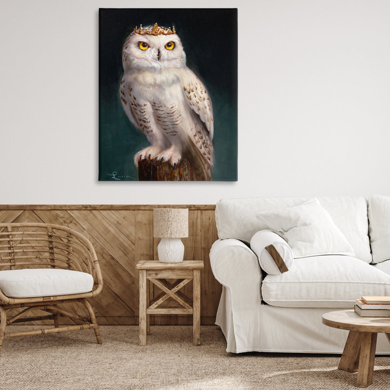 «Snowy Owl King», toile par Lucia Heffernan, H 48 po x l 36 po