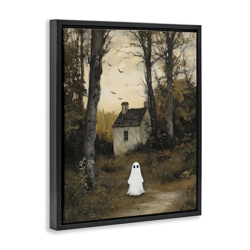 Petit fantôme dans un cadre flottant Cottage Forest, design par Arlington Prints, H 21 po x l 17 po