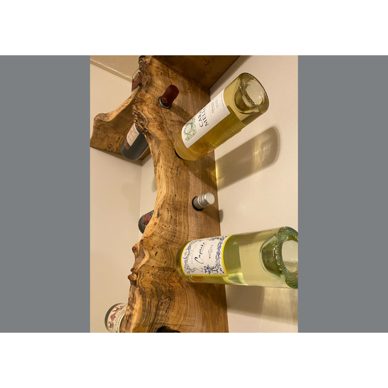 Gurtaj 5 - Bottle Solid Wood Wine Bottle & Glass Rack in Brown
