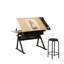 Bureau de dessin réglable avec 2 tiroirs et tabouret - Bureau multifonctionnel réglable en hauteur / inclinable pour le bureau personnel, l'école et le studio d'art-1486226962