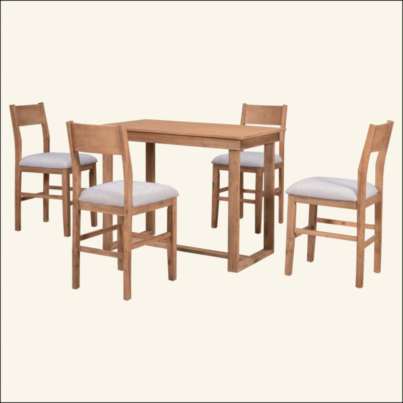 Farmhouse Counter Height 5-Piece Dining Table Set With 1 Rectangular Dining Table And 4 Dining Chairs For Small Places