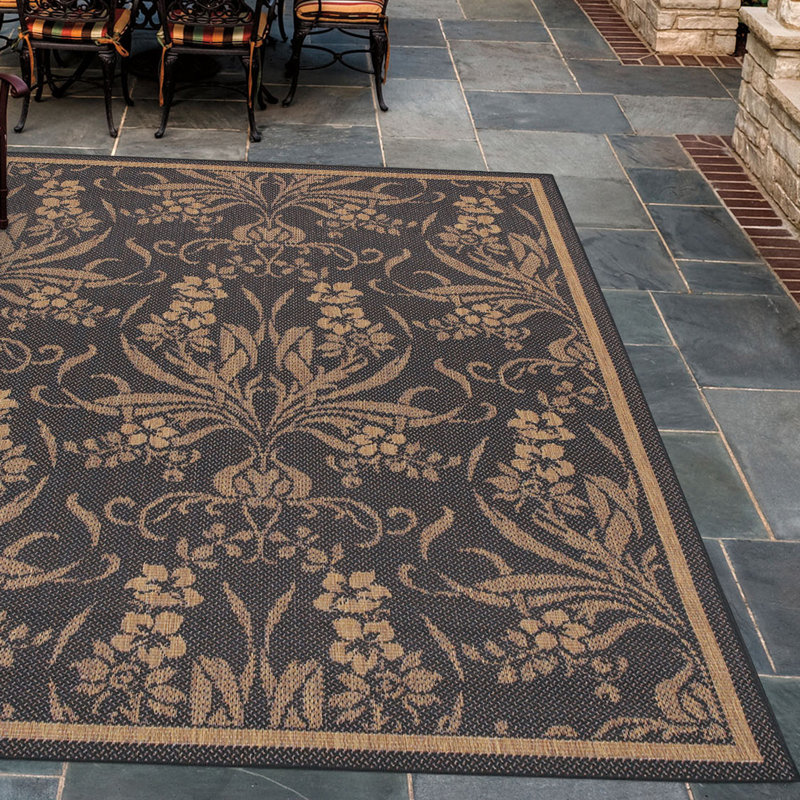 Tapis intérieur / extérieur noir Wegener, Rectangle 2 pi x 3 pi 7 po
