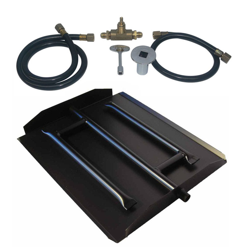 Ensemble de brûleur de flamme au gaz naturel à triple xtra fire, Acier thermolaqué, H 16,5 po x l 14 po x P 1,88 po