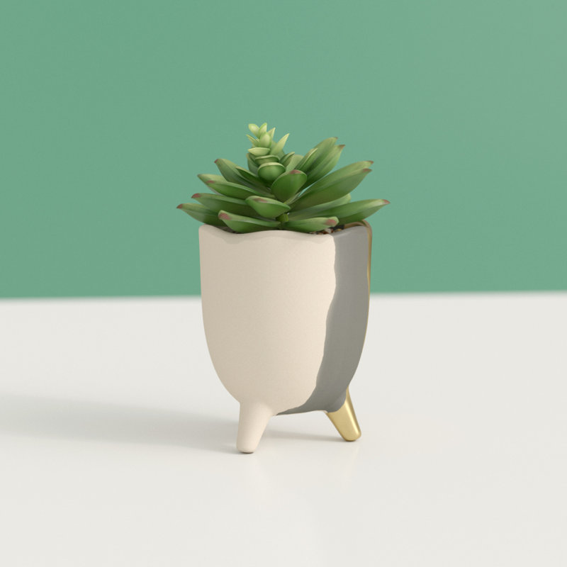Plante grasse artificielle en pot 2 po, Gris