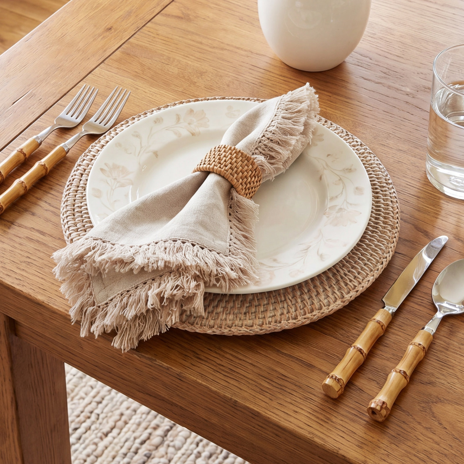 Refined Rustic Collection Linen Square Napkin, Beige