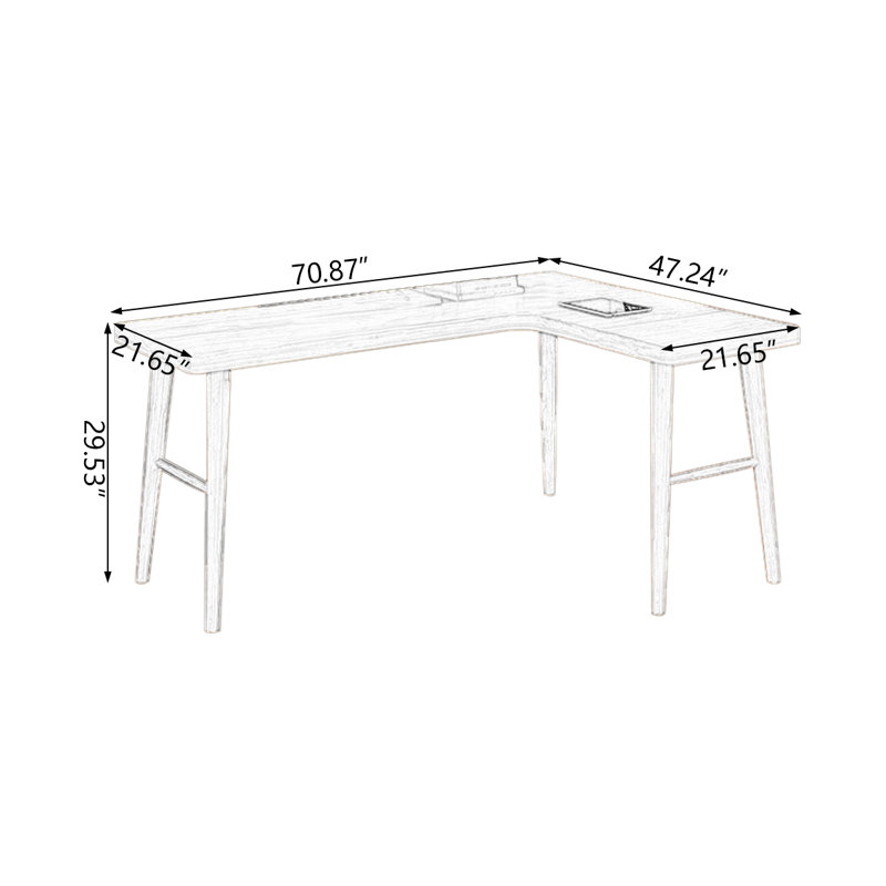 Rosewood L-Shaped Solid Wood desks, Right Hand Return, 29.53" H x 70.87" W x 47.24" D