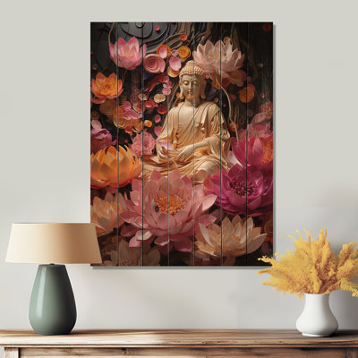 " Gold Pink Buddhism Lotus Enlightenment This III " Mixed Media and Color Photography Print
