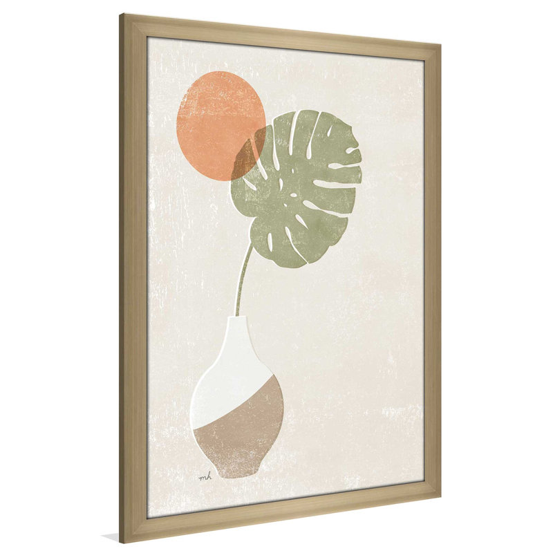 Sun Palm I - Peinture, L 27,5 po x H 39,5 po, Encadrement brun