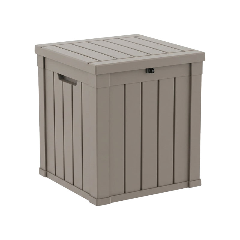50 Gallon All-Weather Waterproof Resin Lockable Deck Box(Light Brown/Gray), Light Brown (Gray)