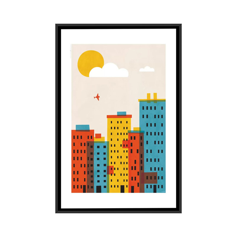« city ii », impression sur toile, H 26 po x l 18 po x P 1,5 po, Toile encadrée noire, Pas de tapis