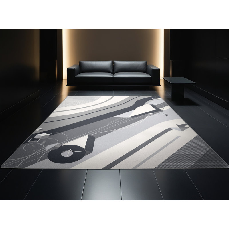 Tapis abstrait moderne et contemporain lavable à la machine Orfelinda, 2x4