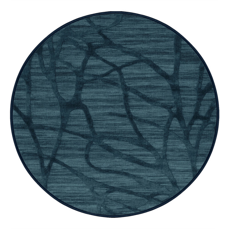 Tapis abstrait gris lavable à la machine, Rond 4 pi