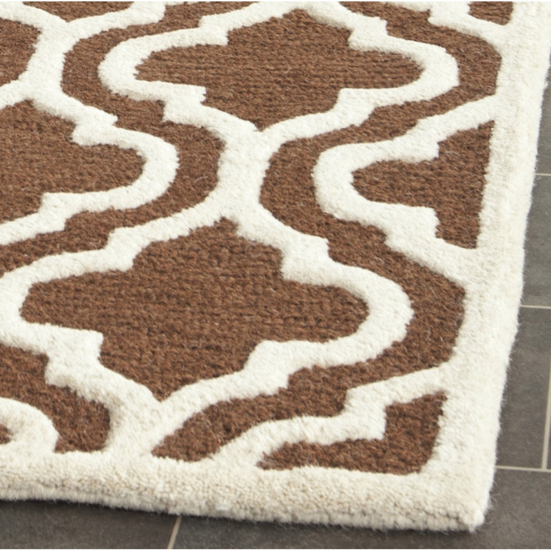 Cannen Hand Tufted Wool Geometric Rug, Square 6'