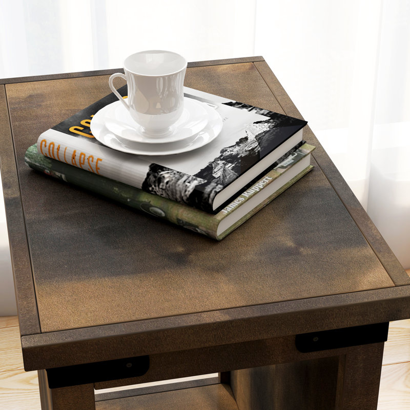 Table d'appoint en bois massif 14 po H assemblage sans assemblage, Bois de grange