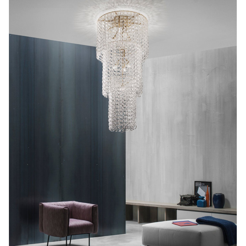 Minigiogali Ceiling Lamp Ca3 Black Matt Bronze 1 E26 Ul, Crystal Smoky, Glossy Chrome