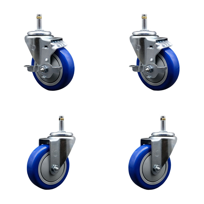 4 Piece Poly Grip Ring Caster Set with 2 Brakes