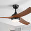 Ventilateur de plafond noir 52 pouces avec 3 pales en grain de bois foncé, télécommande, moteur à intensité variable réversible et minuterie 1H / 4H / 8H