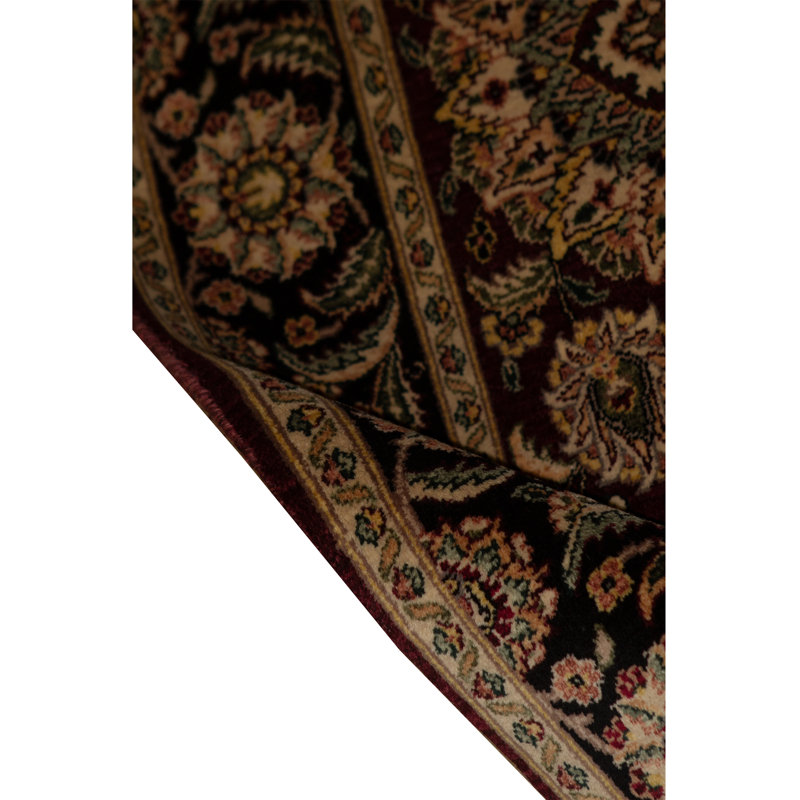 Tapis noir, vin et rouge noué à la main de haute qualité