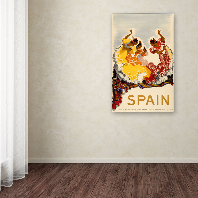 Spain Women Dancing Bright Dresses Canvas Art