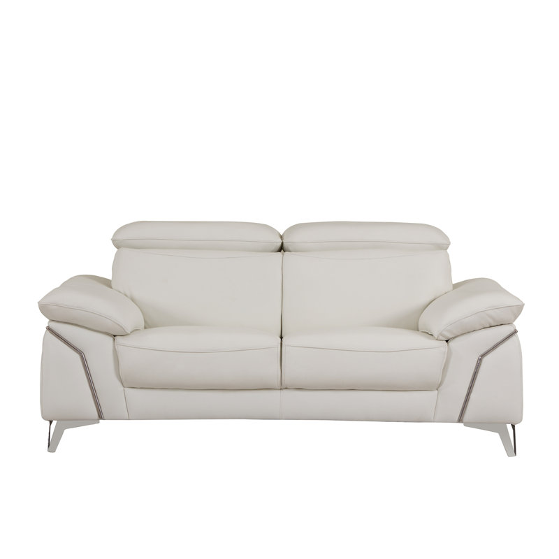 Causeuse en cuir italien à grain supérieur, Blanc