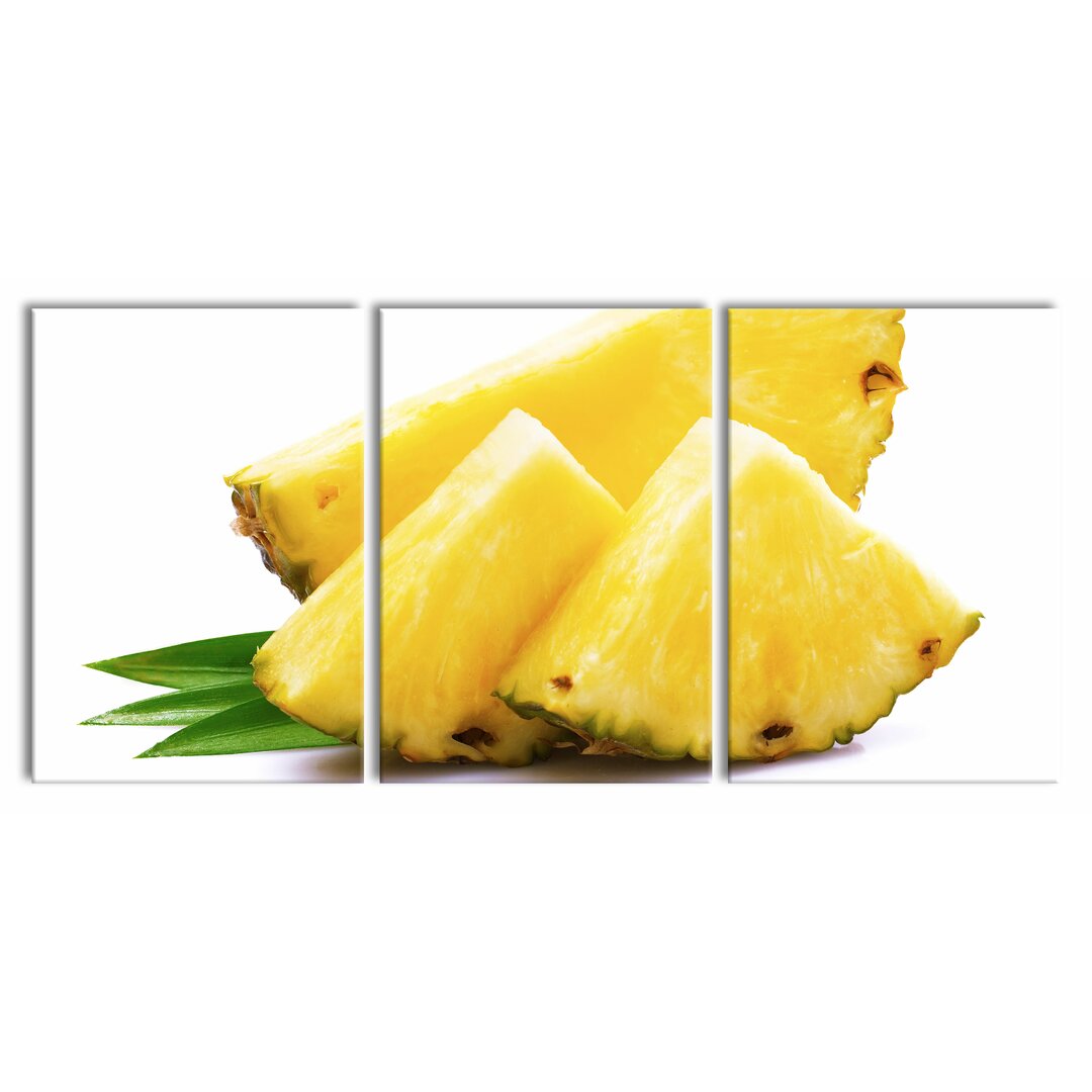 3-tlg. Leinwandbilder-Set Juicy Pineapple Slices