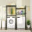 Clothes Drying Rack, Over Washer And Dryer Laundry Room Bathroom Towel Storage Shelf, Space Saver With Adjustable Shelves, Wire Basket, And Rotatable Hooks, 63.4"L X 13.4"D X 76.7"H, Black