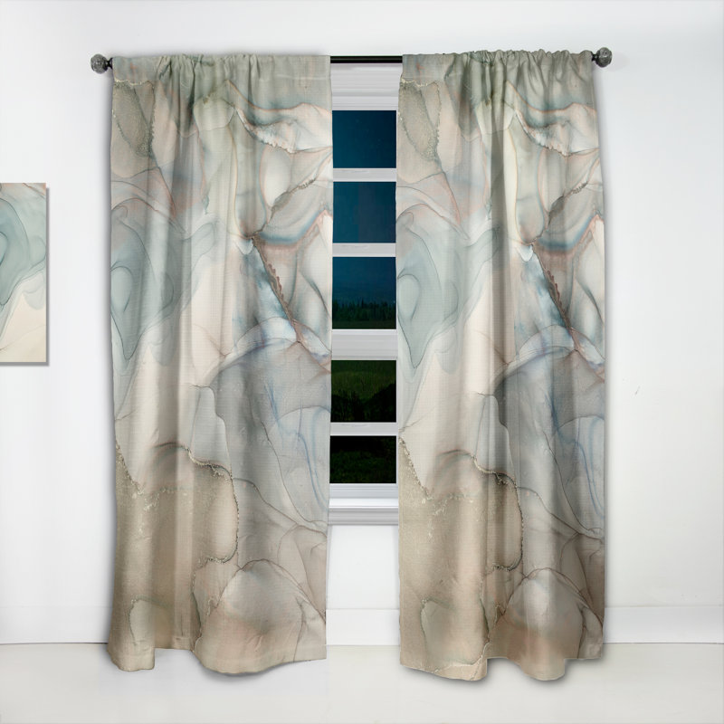 Gris Tender liquide Art I - rideau en velours moderne - obscurcissant - 1 panneau