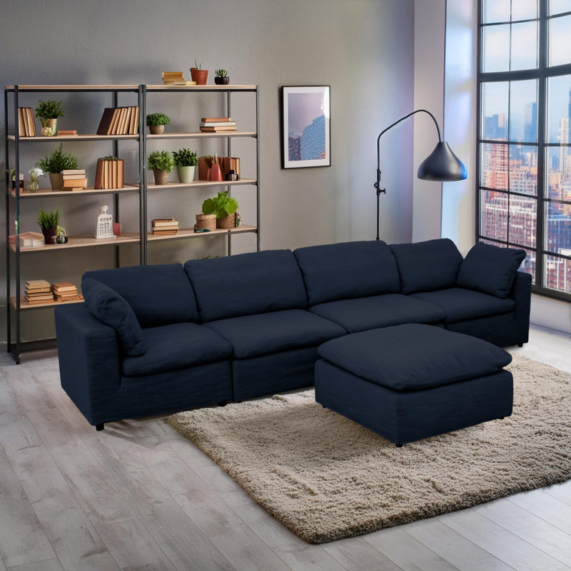 Canapé moderne modulaire 5 places Harper, Marine
