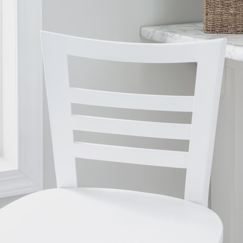 Ensemble de 2 tabourets de bar en bois massif Michalah, Blanc