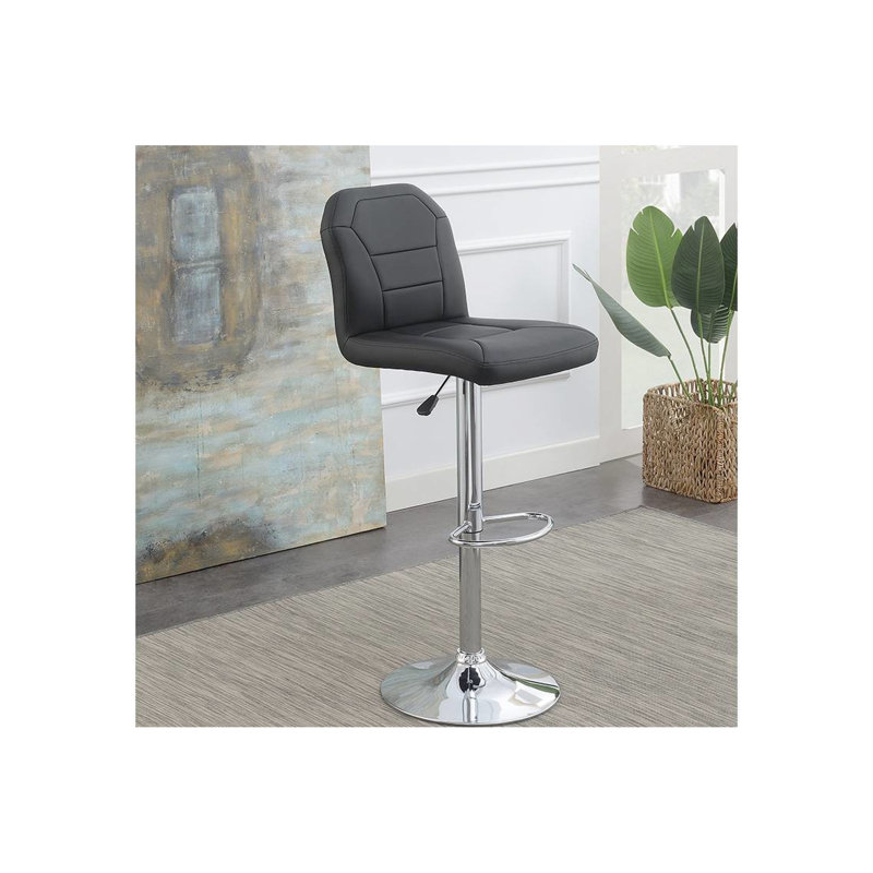 2 chaises de tabouret réglables, similicuir noir, base en métal, barre de chaise de terrasse moderne, 2 pièces, cuisine contemporaine