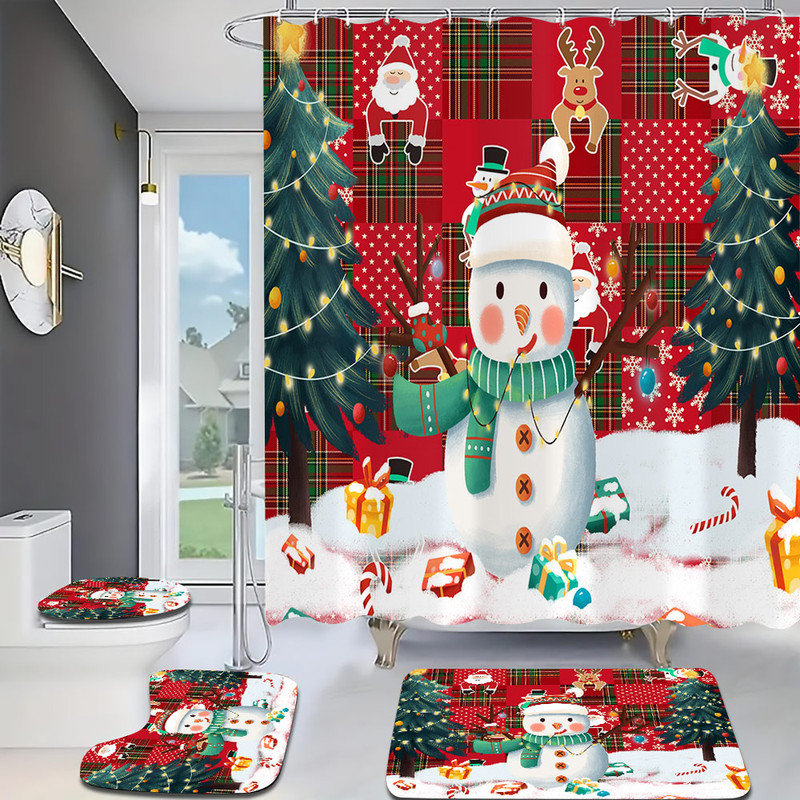 Ensemble de rideaux de douche 4 pièces, Christmas 2