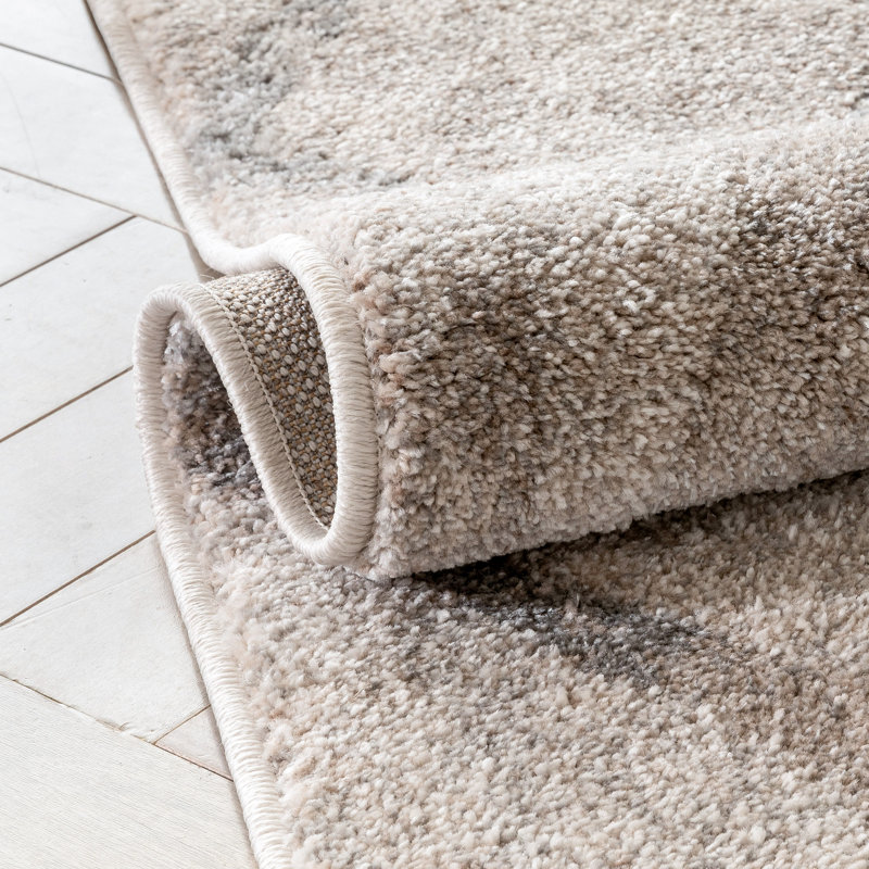 Lisbon Ivory Geometric Easy Care Synthetic Area Rug