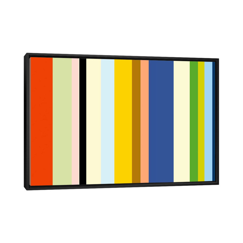 Art sur toile rayé «New York Soho Striped», H 18 po x l 26 po x P 1,5 po, Toile avec cadre noir, Non mat