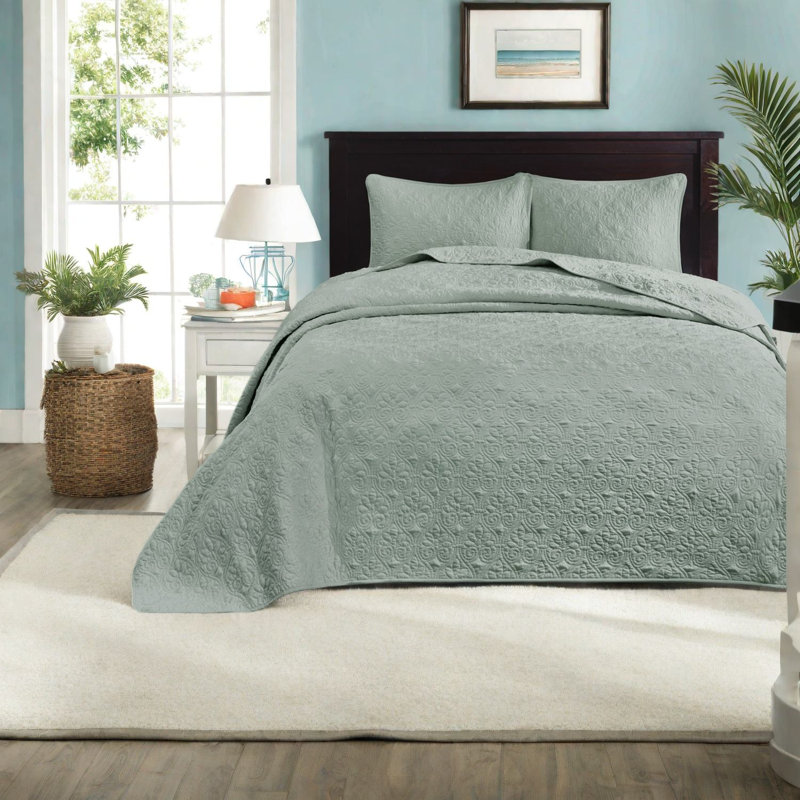 Charming Cottage Reversible Bedding Sets, Cotton Comfort, Seafoam Style For Home