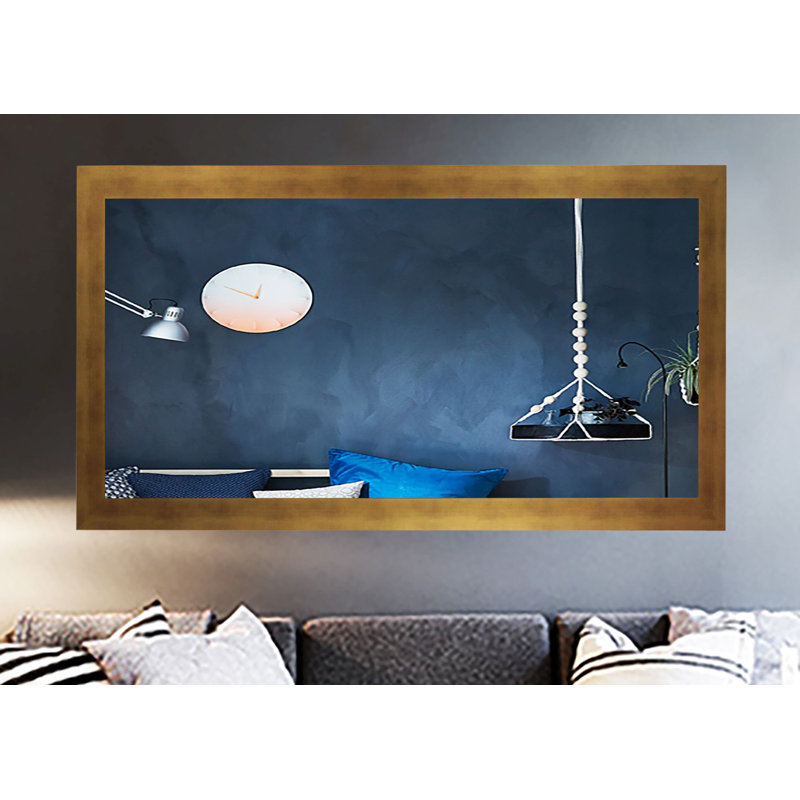 Alizeh Wood Flat Mirror, 53.5" H x 32" W, Matte Gold