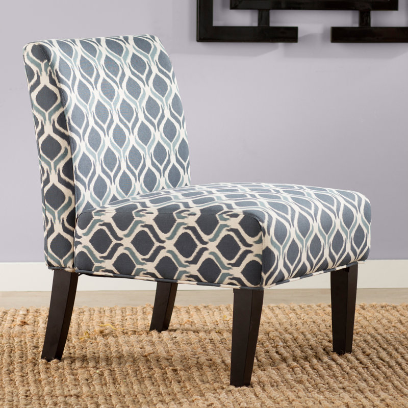 Yokota Upholstered Slipper Chair, Blue/Navy Polyester Blend