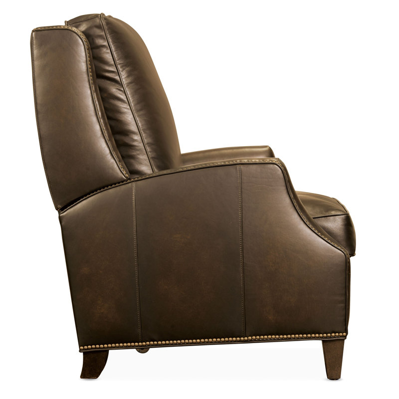 Elicce Leather Power Recliner, Brown Genuine Leather, Manual