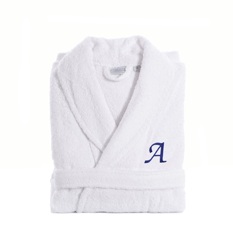 Peignoir personnalisé 100% coton éponge avec poches, Grand / Très grand, A, Bleu marine