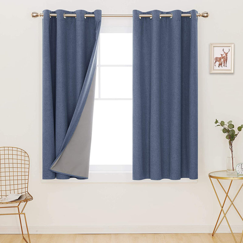 Ipswich Blackout Thermal Grommet Curtain Panels, 52" W x 95" L, Blue