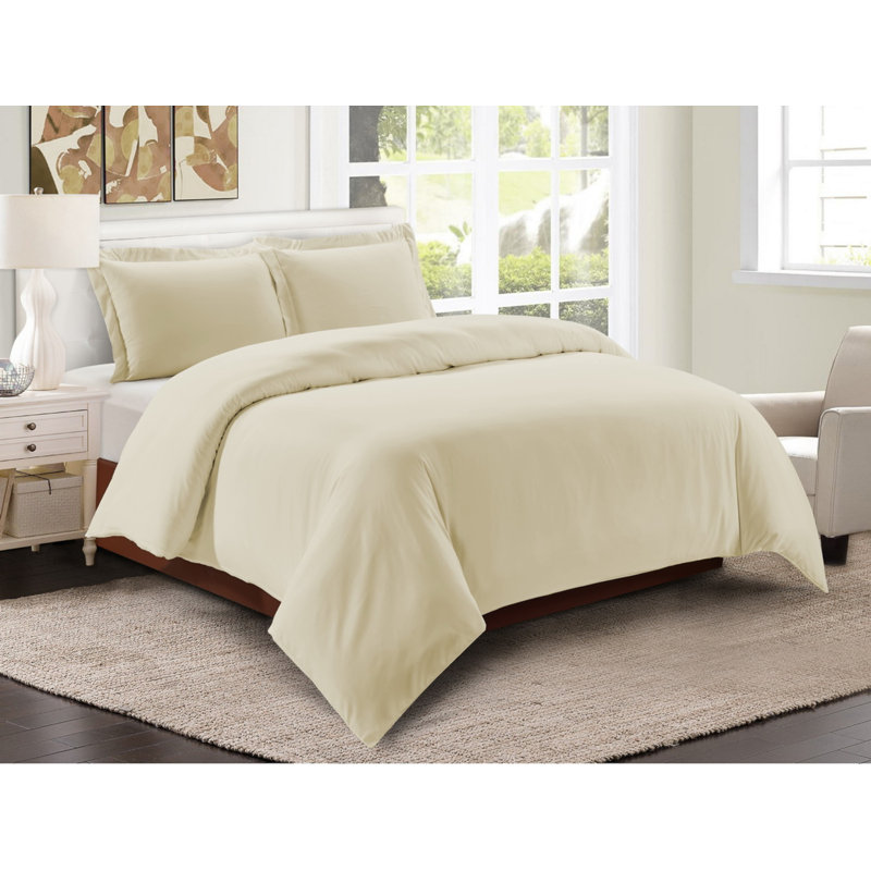 Machine Woven Duvet Cover, Twin Duvet Cover + 1 Sham, Cream