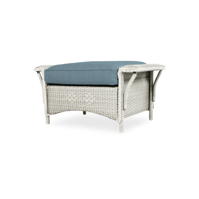 Nantucket Outdoor Ottoman, Consider Indigo, Matte White