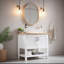 Meuble-lavabo 32 po avec lavabo, armoire simple en bois massif avec portes et tablette ouverte pour salle de bain moderne, blanc et naturel
