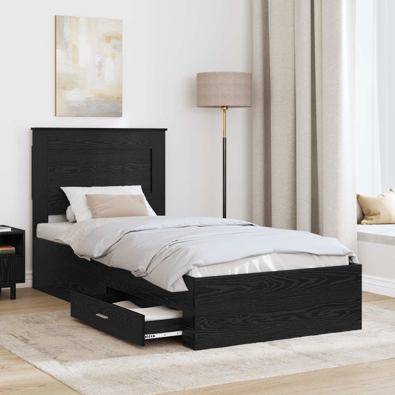 Bed, European Single (90 x 200 cm), Black Oak